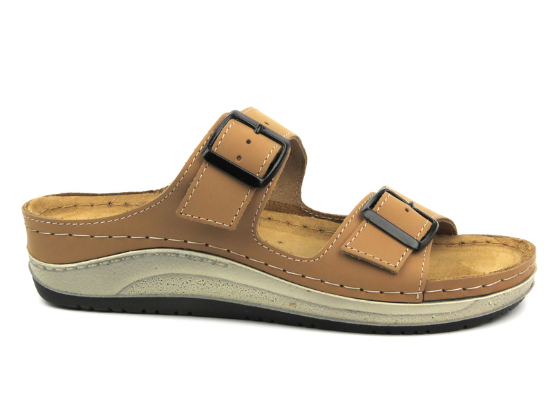 Dámské kožené žabky - INBLU PF-03, pískové