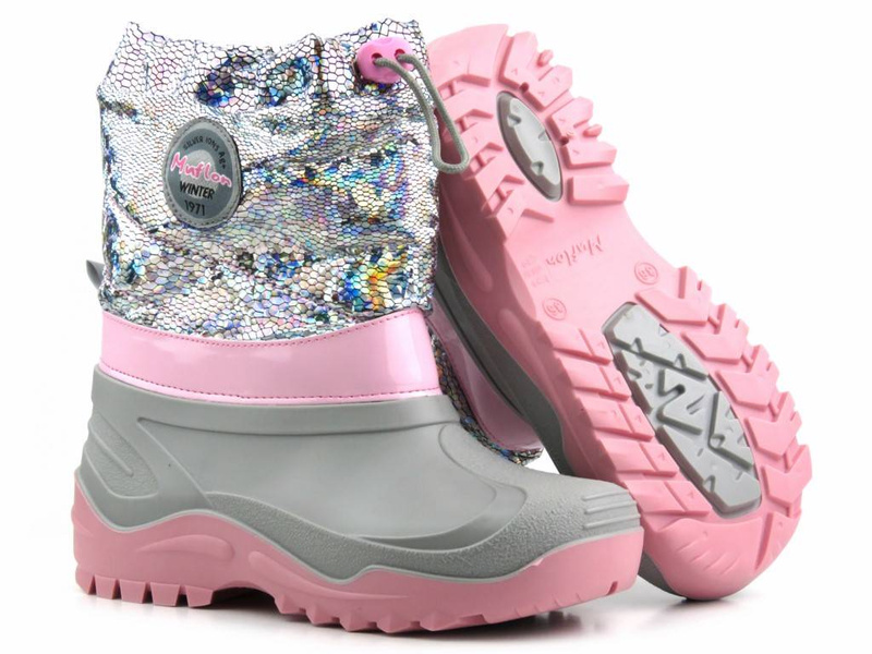 Teplé dětské sněhule s lesklými šupinami - Ren But Muflon 32-468