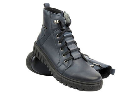 Dámské kožené boty zateplené vlnou - HELIOS Komfort 577W, cappuccino