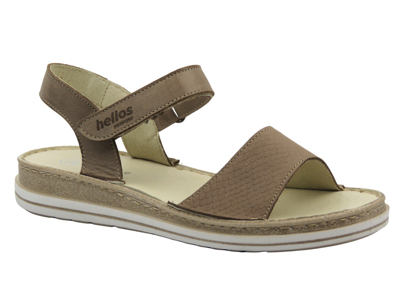 Kožené dámské sandály na suchý zip béžové Helios Komfort 127