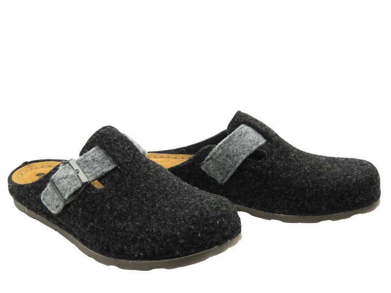 Teplé pánské pantofle s koženou stélkou – INBLU 155M015, šedé