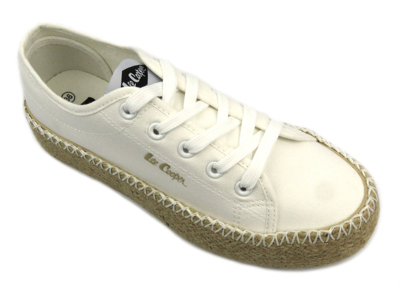Dámské tenisky s copánkovou podrážkou - LEE COOPER LCW-24-44-2410L, bílé