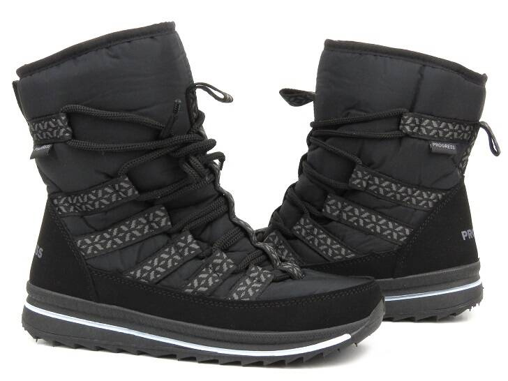 Dámské sněhule na šněrování - Progress 20-02, černé