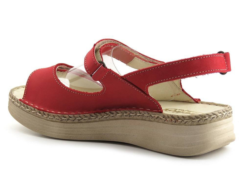Pohodlné dámské sandály z přírodní kůže - HELIOS Komfort 238, červená
