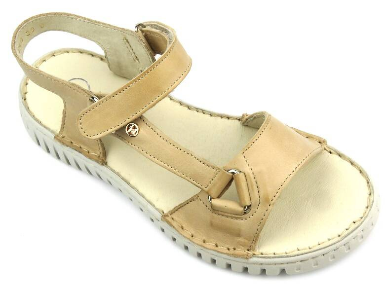 Dámské kožené sandály od polské značky - HELIOS Komfort 249S, světle béžové