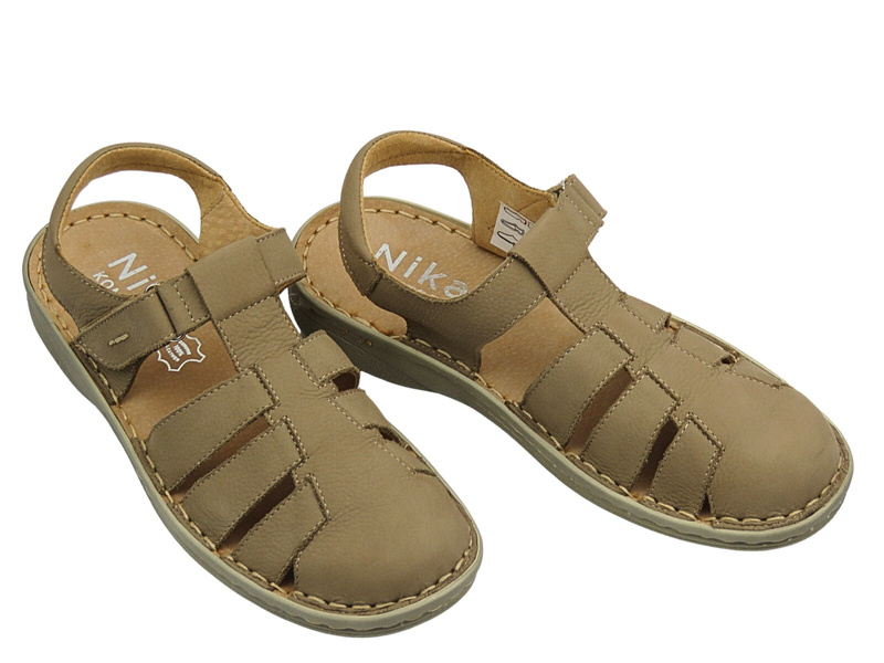 Kožené dámské sandály béžové Nika Komfort 1426