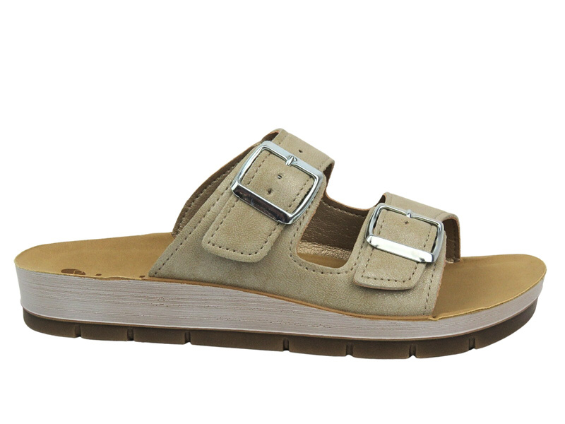 Dámské pantofle s přezkami – INBLU PROCIDA, béžové, II. jakost