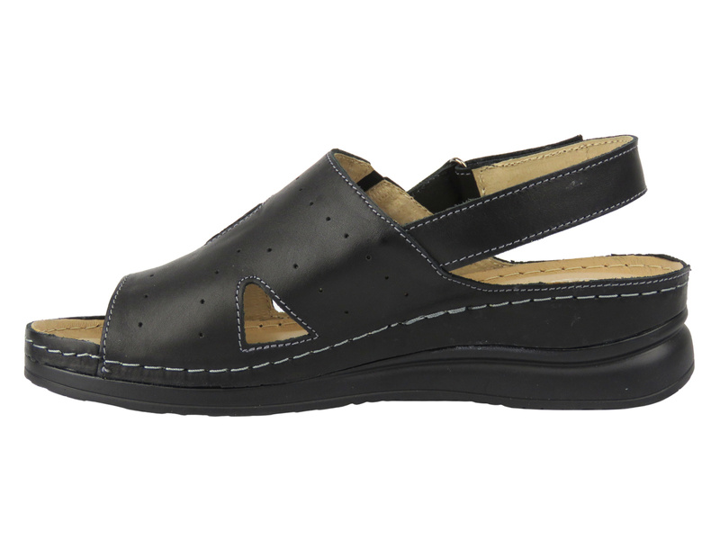 Dámské černé kožené sandály HELIOS Comfort 165