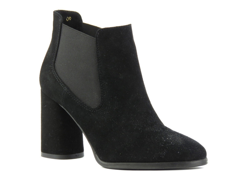 Dámské kožené chelsea boty na vysokém podpatku - Conhpol Bis V3751, černé