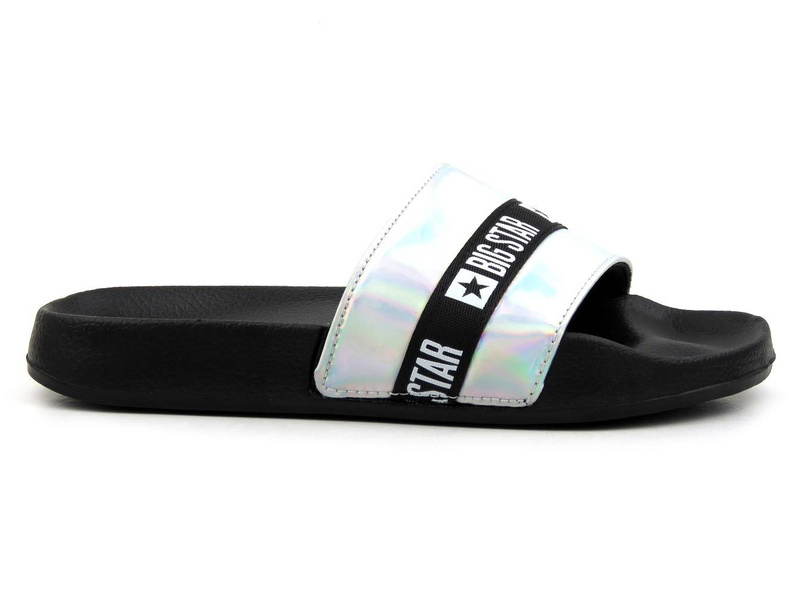 Dámské žabky s lesklým holo-páskem - BIG STAR GG274A005, stříbrná