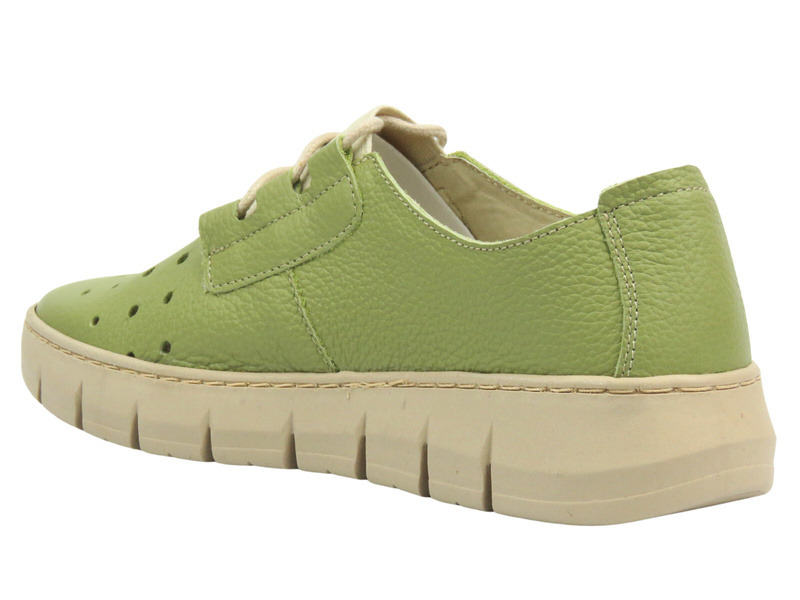 Pohodlné dámské kožené polobotky – HELIOS Komfort 434-2, zelené