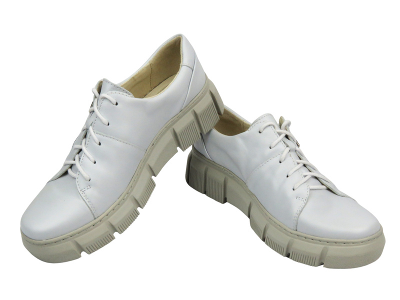 Dámské kožené polobotky polské značky - HELIOS Comfort 413, světle šedé