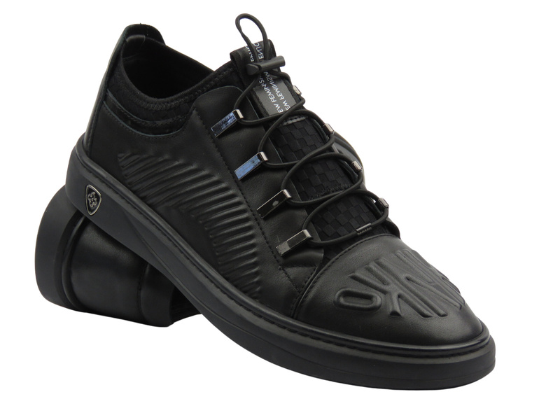 Kožené pánské sportovní boty černé JOHN DOUBARE S8016-XT6820-1