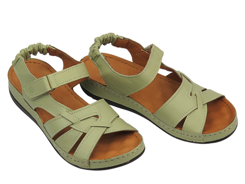 Měkké, komfortní dámské sandály z kůže - Comfortabel 710215-07, zelené