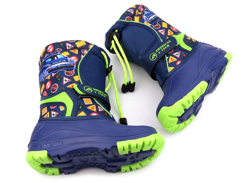 Dětské sněhule s membránou - AMERICAN CLUB CL07/21, tmavě modrá a zelená