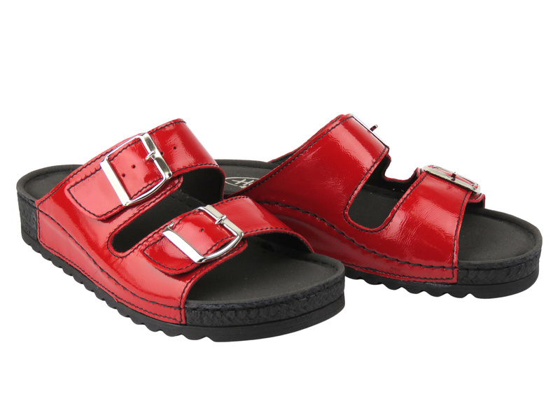 Dámské kožené pantofle - HELIOS Comfort 169, červené