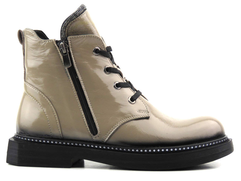 Dámské kotníkové boty z lakované kůže - VENEZIA 03-VAN MINK, béžová