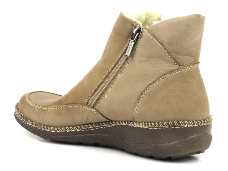 Pohodlné, lehké dámské kotníkové boty na zip - HELIOS Komfort 696, béžová
