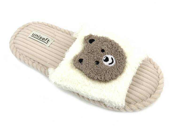 Dámské kožešinové pantofle - Unisoft 23PA11-6646, béžové