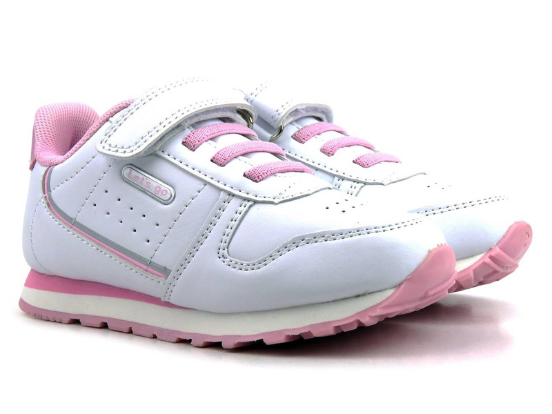 Dětské tenisky se zapínáním na suchý zip - AMERICAN CLUB ES68/22, bílé a růžové