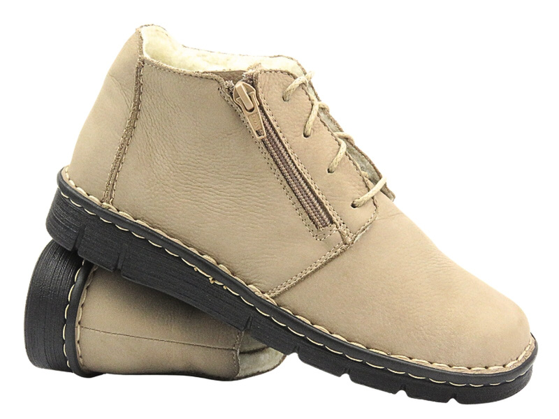 Pohodlné dámské boty z měkké kůže - Best-But 1388, béžová