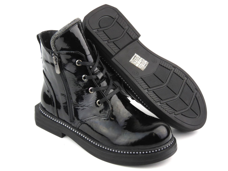 Dámské kotníkové boty z lakované kůže - VENEZIA 03-VAN, černá