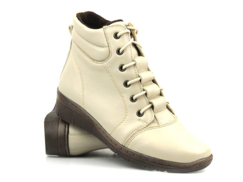 Zateplené dámské kotníkové boty - HELIOS Komfort 562, ecru 2