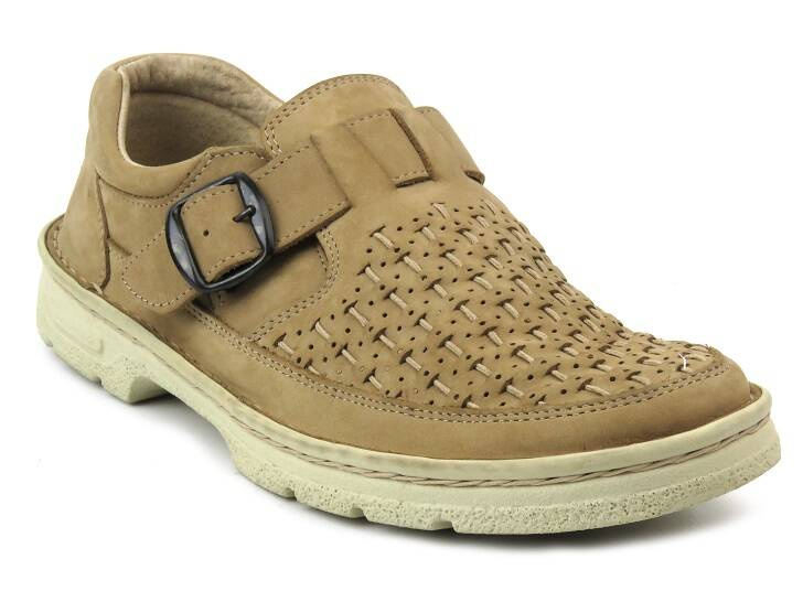 Vzdušné pánské boty z přírodní kůže - Helios Komfort 803, světle hnědá