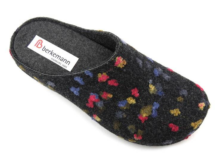 Dámské plstěné pantofle s květinami - BERKEMANN 01028-914 Donata, grafit