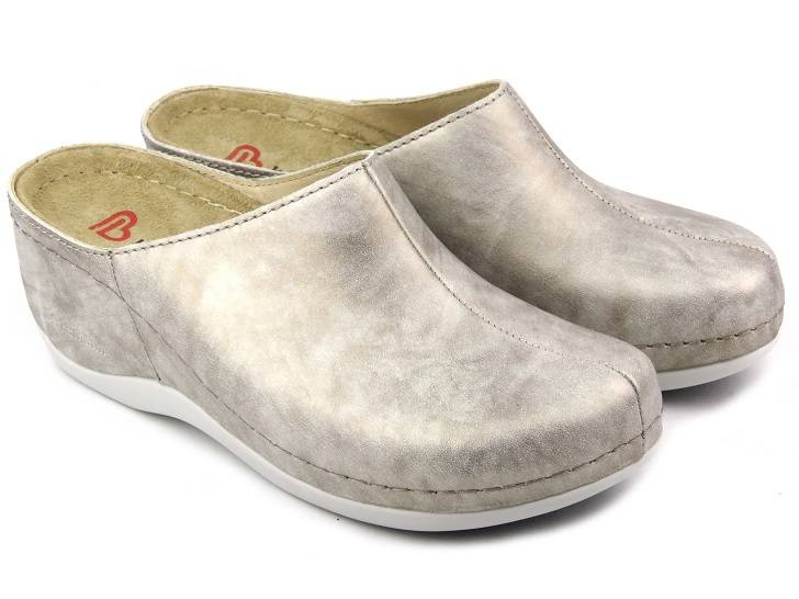 Dámské kožené sandály na klínku - BERKEMANN 01753-611, stříbrné