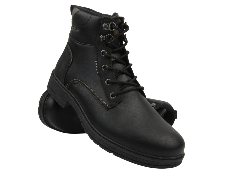 Pánské zateplené kotníkové boty - American Club RH 117/23, černé, šněrovací