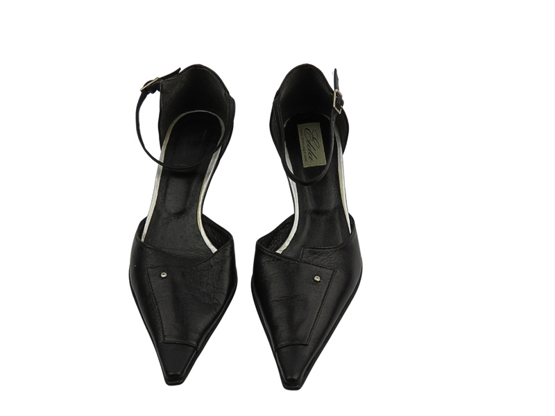 Kožené dámské lodičky na podpatku ELDA 409 černé