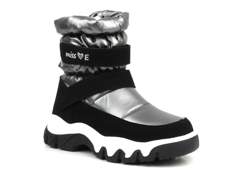 Teplé dětské sněhule - MISS E 23DZ23-6578, šedé a černé