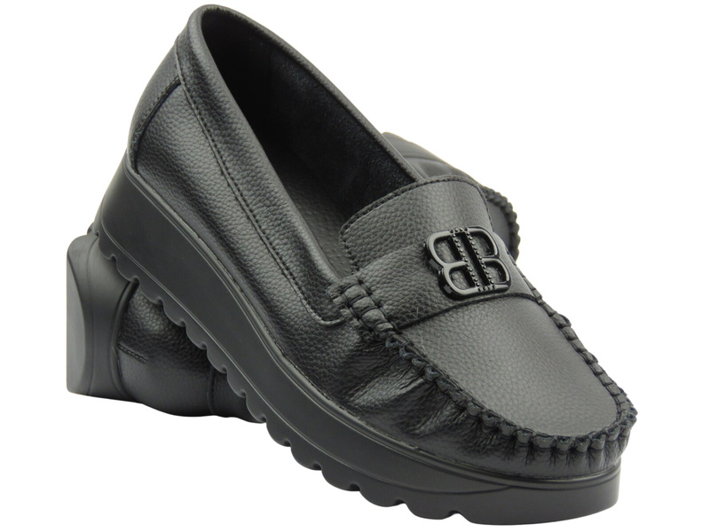 Dámské boty a mokasíny z přírodní kůže - Vinceza 66771, černá