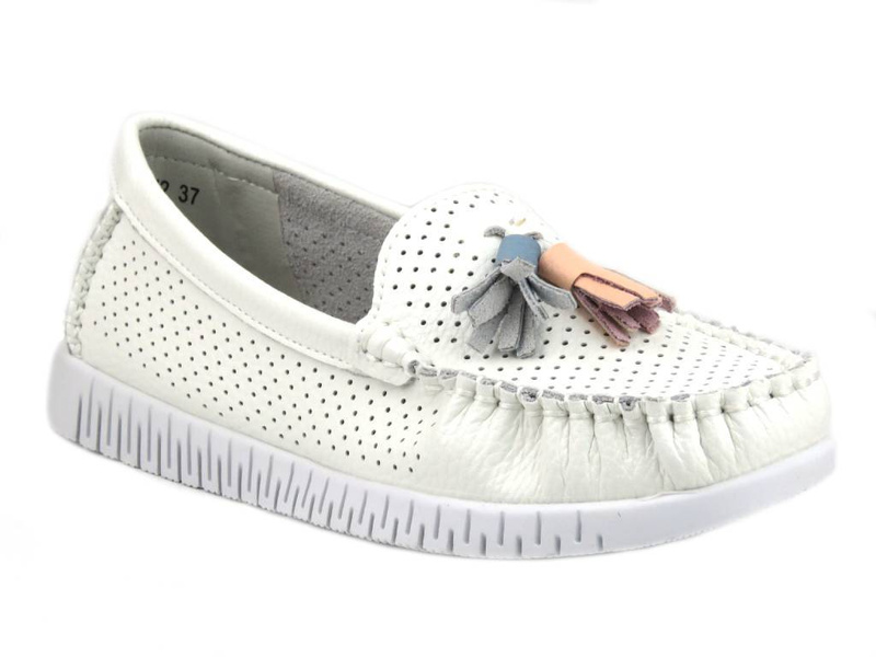 Dámské kožené mokasíny - Evento 23PB08-5372, bílé