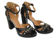Dámské kožené sandály na podpatku - Badura 4642-69 Black with Zipper