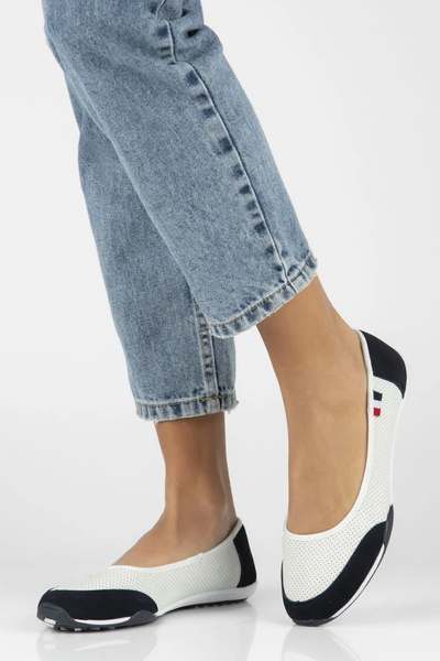 Kožené dámské polobotky - Filippo DP142, bílo-navy