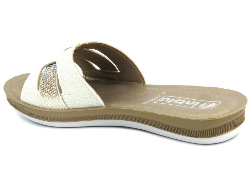 Pohodlné dámské žabky s lesklým svrškem - INBLU BA-50, bílá