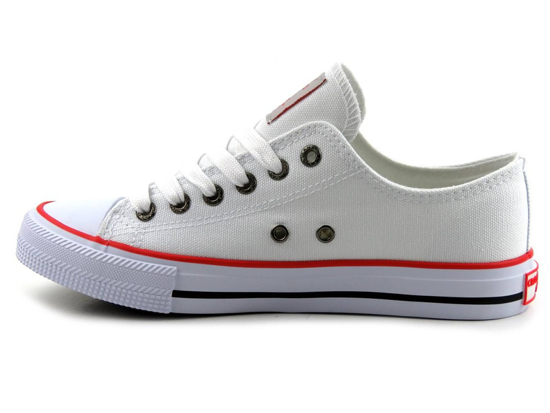 Pletené tenisky, dámské tenisky - Cross Jeans JJ2R4009C, bílé s červenými akcenty