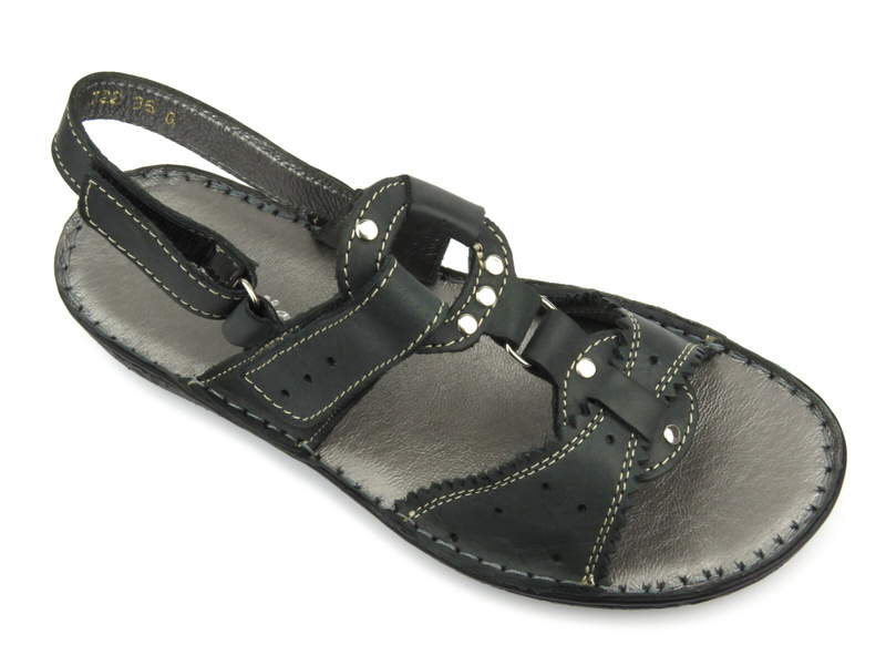 Dámské sandály z přírodní kůže - Helios 722, šedé