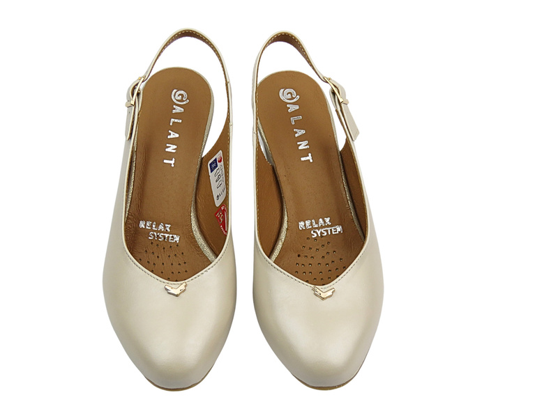 Kožené lodičky na podpatku – GALANT 3203, šedé