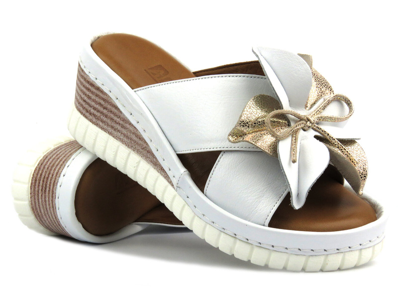 Dámské kožené sandály na klínku - Artiker 50C0504, žluté