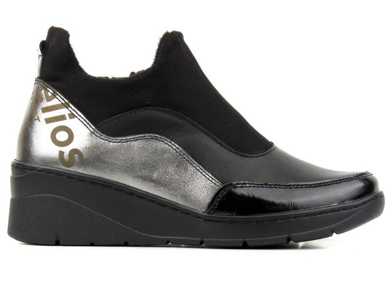 Dámské kožené kotníkové boty se zvýšenou podrážkou - HELIOS Komfort 540, černá 2