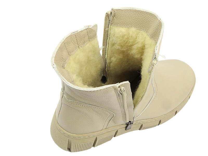 Pohodlné dámské boty z měkké kůže - WASAK 0730, ecru