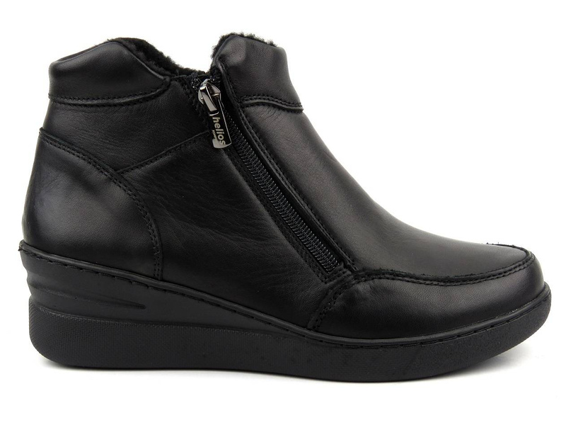 Sportovní, kožené dámské boty na klínku - HELIOS Komfort 594, černá 6