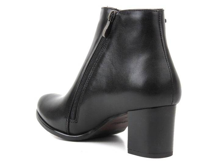 Kotníkové boty na vysokém podpatku z přírodní kůže - AGXBUT 600, černé