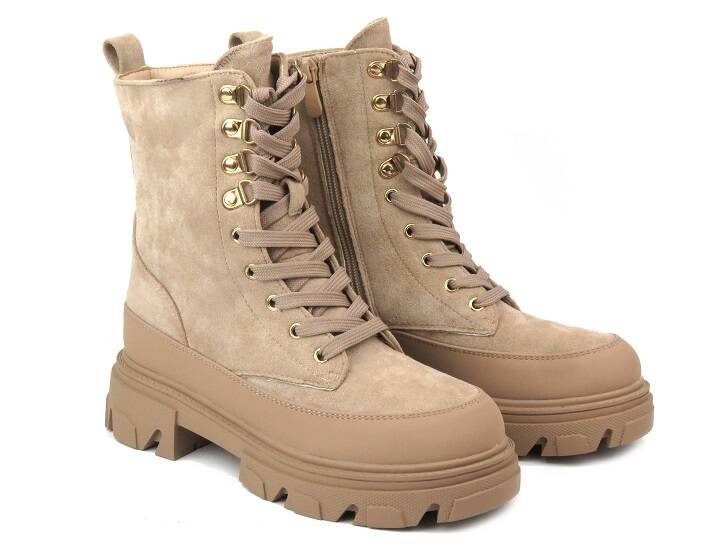 Dámské kotníkové boty z ekologické kůže - Potocki 22-11067, béžová