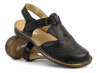 Dámské kožené sandály černé Helios Komfort 128