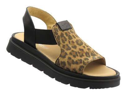 Dámské kožené sandály s leopardím vzorem Helios Komfort 157