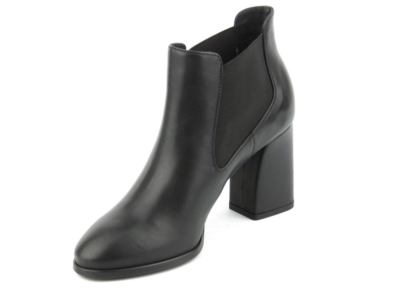 Dámské kožené chelsea boty na širokém podpatku - Conhpol Bis B3896, černé